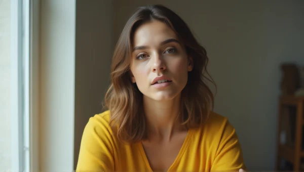 Close-Up Woman Portrait in Yellow Top Natural Light