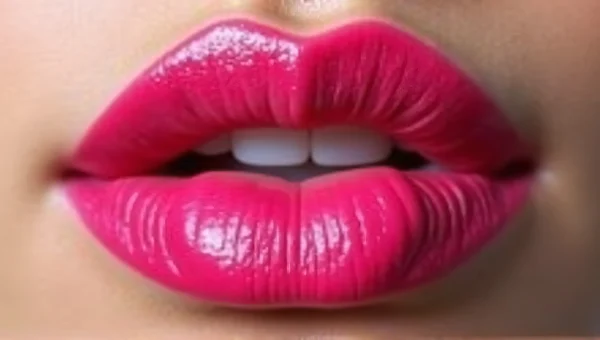 Close-Up Woman’s Pink Lipstick Portrait