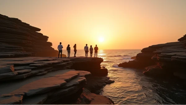 Coastal Silhouettes at Golden Hour with Friends