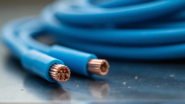 Coiled Blue Insulated Wire Close-Up Macro Shot
