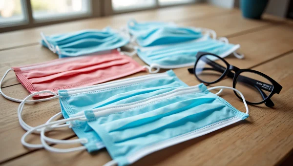 Colorful Face Masks And Eyeglasses Flatlay Composition