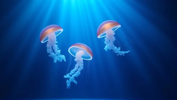 Colorful Gelatinous Creatures in Blue Light
