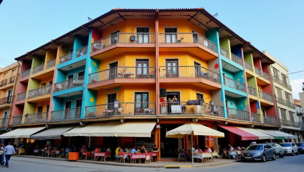 Colorful Multi-Story Building With Geometric Murals