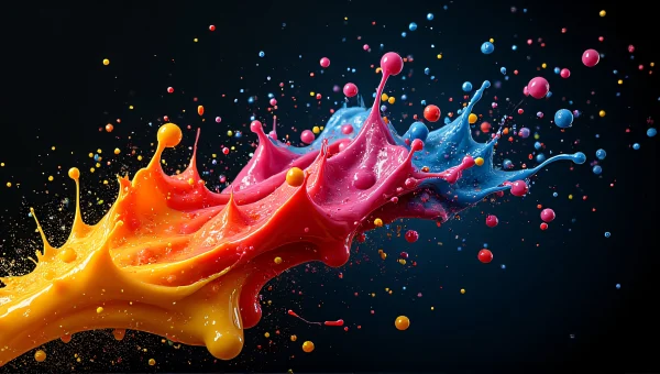 Colorful Paint Splatter Abstract Art Mid-Air