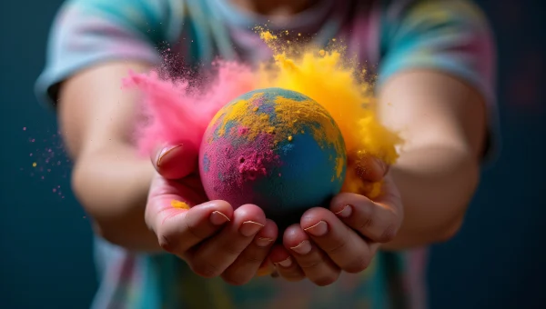 Colorful Powder Bomb Throwing Action Shot