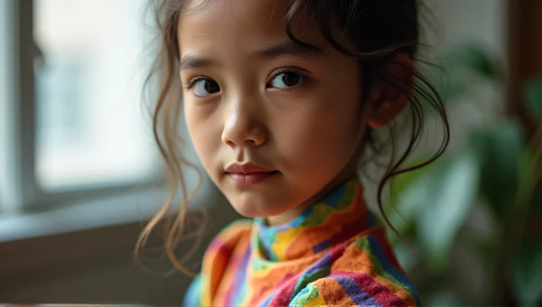 Colorful Striped Costume Portrait Close-Up