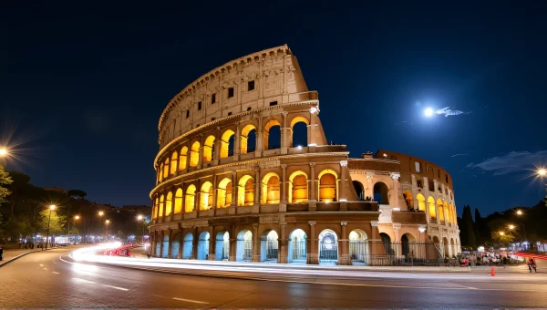 Colosseum Night image with Light Trails
