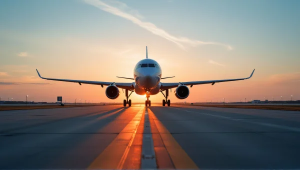 Commercial Airplane Evening Runway Low Light