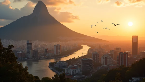 Compact City Mountain Sunset Reflection