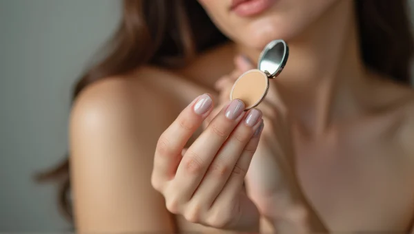 Compact Powder Makeup Application Reflection