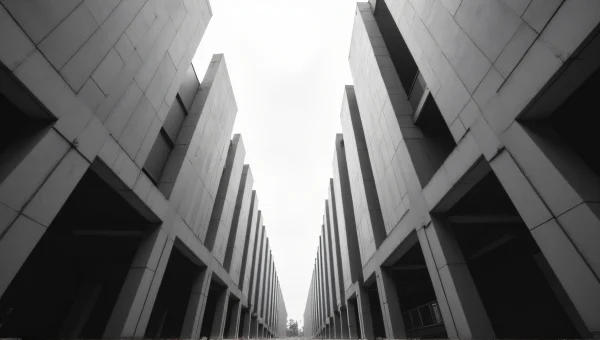 Concrete Architecture Low-Angle Perspective Grayscale