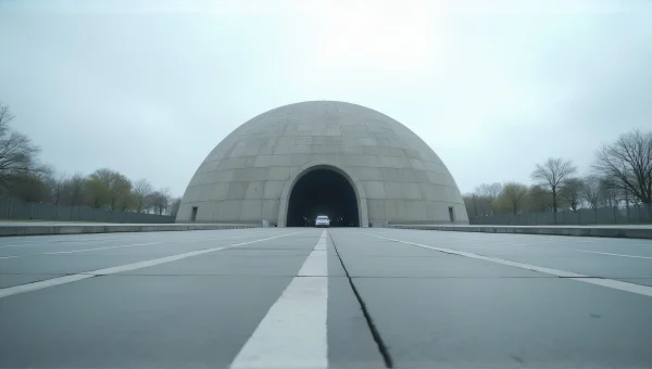 Concrete Dome Building Low-Angle Perspective