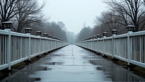 Concrete Pedestrian Bridge Over River Landscape