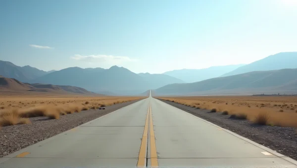 Concrete Road Leading to Mountain Ridge Under Sky