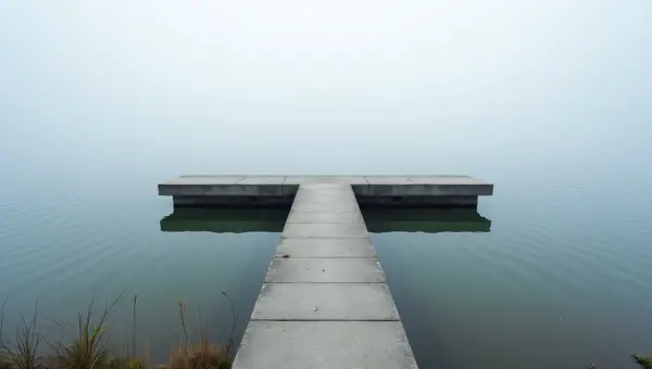 Concrete Staircase Reflection Over Calm Water