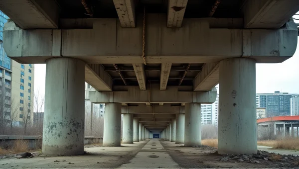 Concrete Structure With Exposed Rebar Urban View