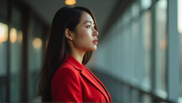 Confident Businesswoman in Red Suit Jacket