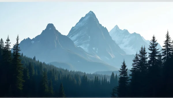 Coniferous Forest Against Jagged Highlands Backdrop
