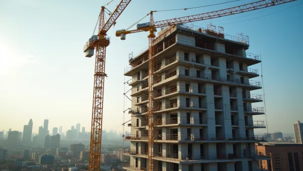 Construction Crane At Multi-Story Building Site