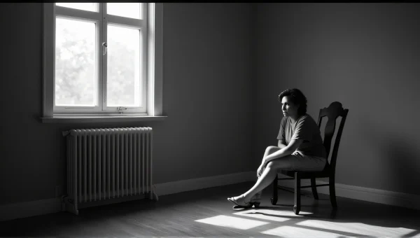 Contemplative Woman in Grayscale Room Light