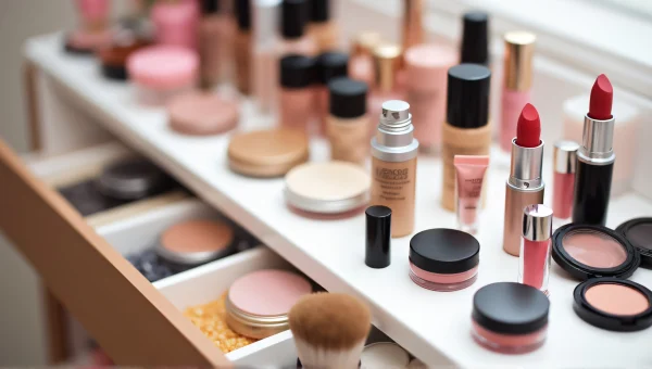 Cosmetic Products Display On White Surface