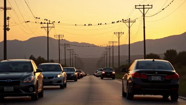 Country Road Dusk Cars Parked Scenic View