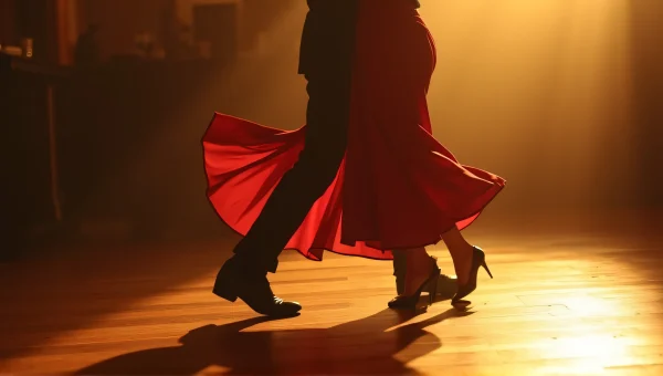 Couple Dancing Twirl on Wooden Floor