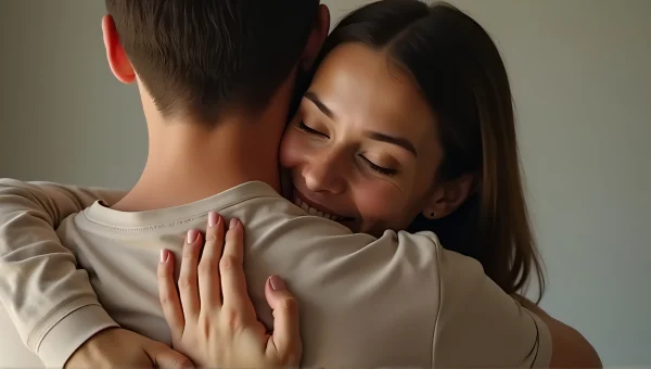 Couple Embracing in Tender Moment Indoors
