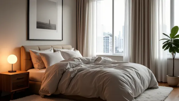 Cozy Bedroom Interior With Queen Bed And Artwork