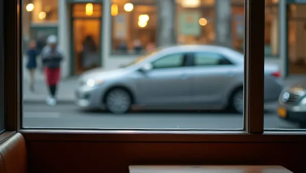 Cozy Restaurant Booth with Evening Street View