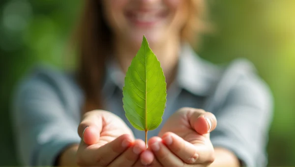 Cradling Fresh Green Leaf In Soft Focus Background