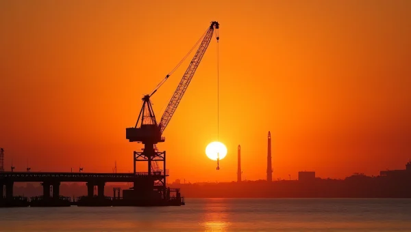 Cranes Silhouette Sunset Industrial Skyline