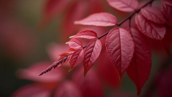 Crimson Foliage Close-Up With Textured Veins
