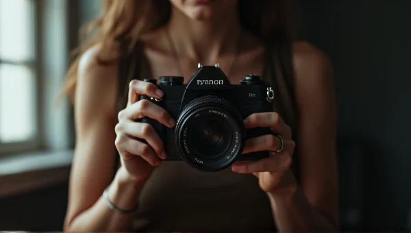 Cropped Waist-Up Portrait Holding Film Camera