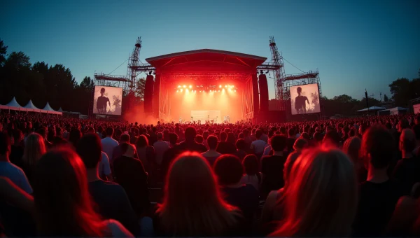 Crowd at Outdoor Concert with Stage Lights