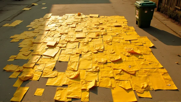 Crumpled Yellow Paper Lot Aerial View