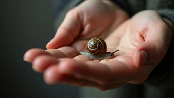 Cupping Snail in Hand With Macro Detail