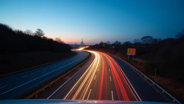 Curved Highway Time-Lapse at Dusk with Light Trails