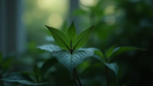 Dark Green Leaf Plant Close-Up With Textured Veins