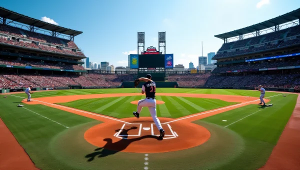 Daytime Baseball Game View With Pitcher and Batter