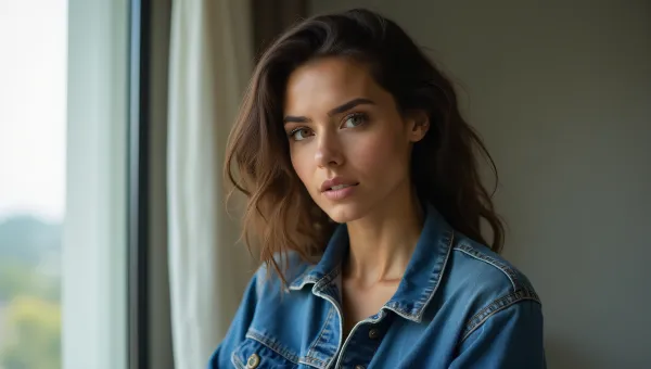 Denim Jacket Portrait Woman Candid Natural Light