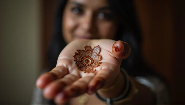 Detailed Mandhi Tattoo On Hand Portrait