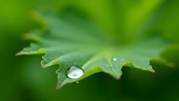 Dew Drop On Green Leaf Close-Up With Backlight