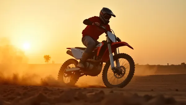 Dirt Bike Rider in Motion at Sunset