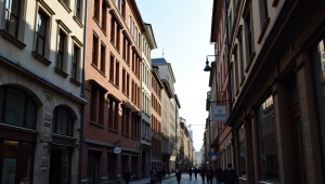 Diverse Architecture Along Narrow Street Perspective