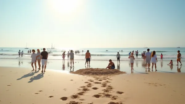 Diverse Beachgoers Enjoying Low Tide Activities