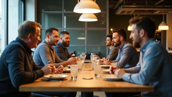 Diverse Group Enjoying Dinner At Modern Table