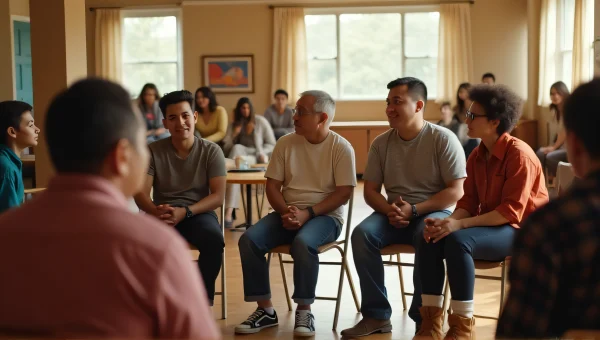 Diverse Group Interacting in Sunlit Community Hall