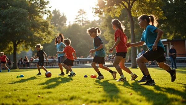 Diverse Group Playing Sports on Green Lawn