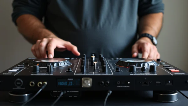 DJ Mixer Close-Up Shot With Cables And Knobs